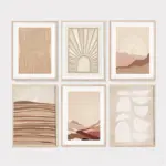 Abstract Earth Tones Line Geometry Poster Boho Contemporary Beige Neutral Canvas Painting Wall Art for Living Room Home Decor