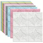 1-10 pieces 35 * 35cm 3D self-adhesive wall stickers three-dimensional ceiling roof kitchen decoration foam wallpaper