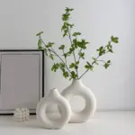 Nordic Vase Circular Hollow Ceramic Flower Vase For Home Living Room Decoration Accessories Interior Office Desktop Decor Gift