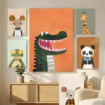 Funny Cute Animals Minimalist Nordic Painting Calligraphy Wall Art HD Canvas Posters Prints Home Bedroom Living Room Decor Gift