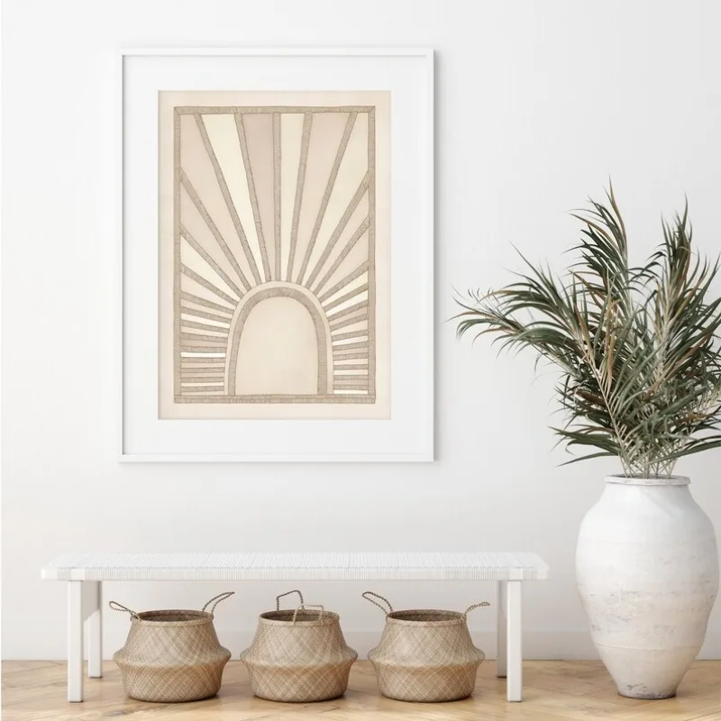 Abstract Earth Tones Line Geometry Poster Boho Contemporary Beige Neutral Canvas Painting Wall Art for Living Room Home Decor - Image 2