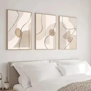 Abstract beige Geometry Line Wall Art Canvas Painting Pictures Boho Posters And Prints Modern Living Room Interior Home Decor