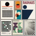 Medieval Modern Bauhaus Geometric Art illustration Abstract Poster Print Canvas Painting Wall Art Picture Living Room Home Decor