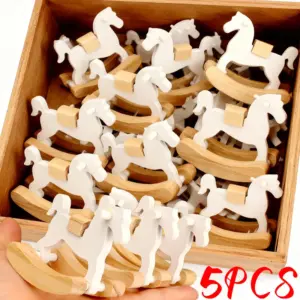 Small Wooden Rocking Horse Figurines Wooden Rocking Horse Toys Ornament Living Room Desktop Bar Decor Small Horse Wooden Craft