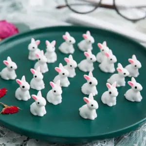 10/20/50PCS Mini Resin Bunnies Miniature Figures 3D Little White Rabbit Ornament Micro Landscape Dollhouse Decoration Diy Crafts