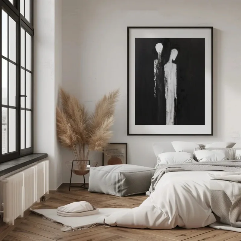 Abstract Geometric Figures Poster Black and White Modern Minimalist Brush Stroke Canvas Painting Wall Art Living Room Home Decor - Image 5