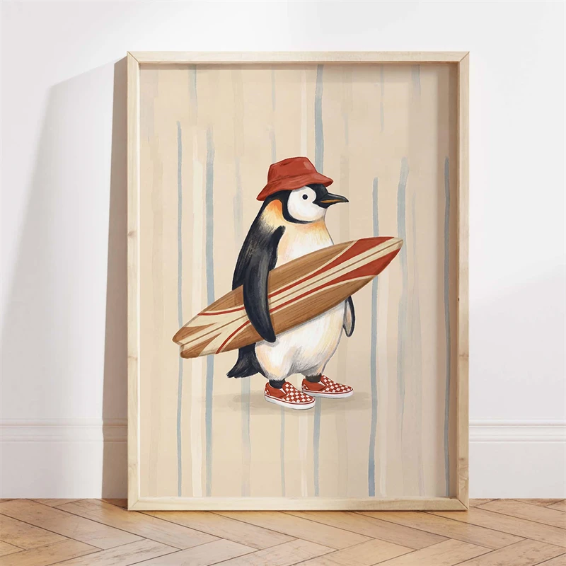 Retro Kids Room Decor Poster Skateboarding Bear Nursery Print Canvas Painting Wall Art Picture for Bathroom Home Decoration - Image 4