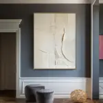 Creamy White Minimalist Painting Large Beige 3D Texture Wall Art Beige and White Abstract Canvas Oil Painting Modern Wabi Sab