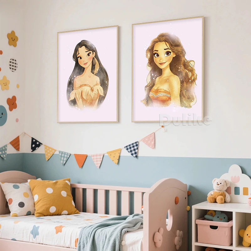 Pink Princess Castle Wall Art Prints Watercolor Nursery Cartoon Posters Boho Fairy Tale Canvas Painting Girls Room Decor - Image 3