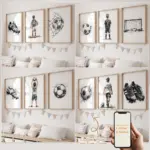 3pcs Personalized Custom Name Cartoon Child football Wall Art Print Picture Canvas Poster Painting For Living Room Home Decor