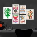 Vintage Alexander Girard print, love print, geometric abstract portrait art gallery exhibition original vintage poster,