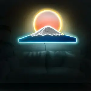 Sunset Neon Sign, Fuji Neon Sign, Mountain Neon Sign, Japanese Neon Sign, Landscape Neon Sign, Fuji Wall Decor, Mountain Art