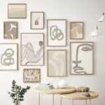 Abstract Beige Bohemia Lines Girl Face Nordic Posters And Prints Canvas Painting Wall Art Pictures For Living Room Home Decor