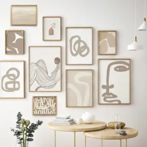 Abstract Beige Bohemia Lines Girl Face Nordic Posters And Prints Canvas Painting Wall Art Pictures For Living Room Home Decor