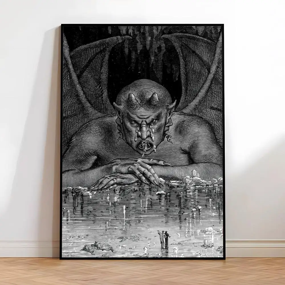 Gustav Dore Satan Paradise Lost Monster Painting Calligraphy Premium Cotton Canvas Poster Wall Art for Living Room Decor - Image 3
