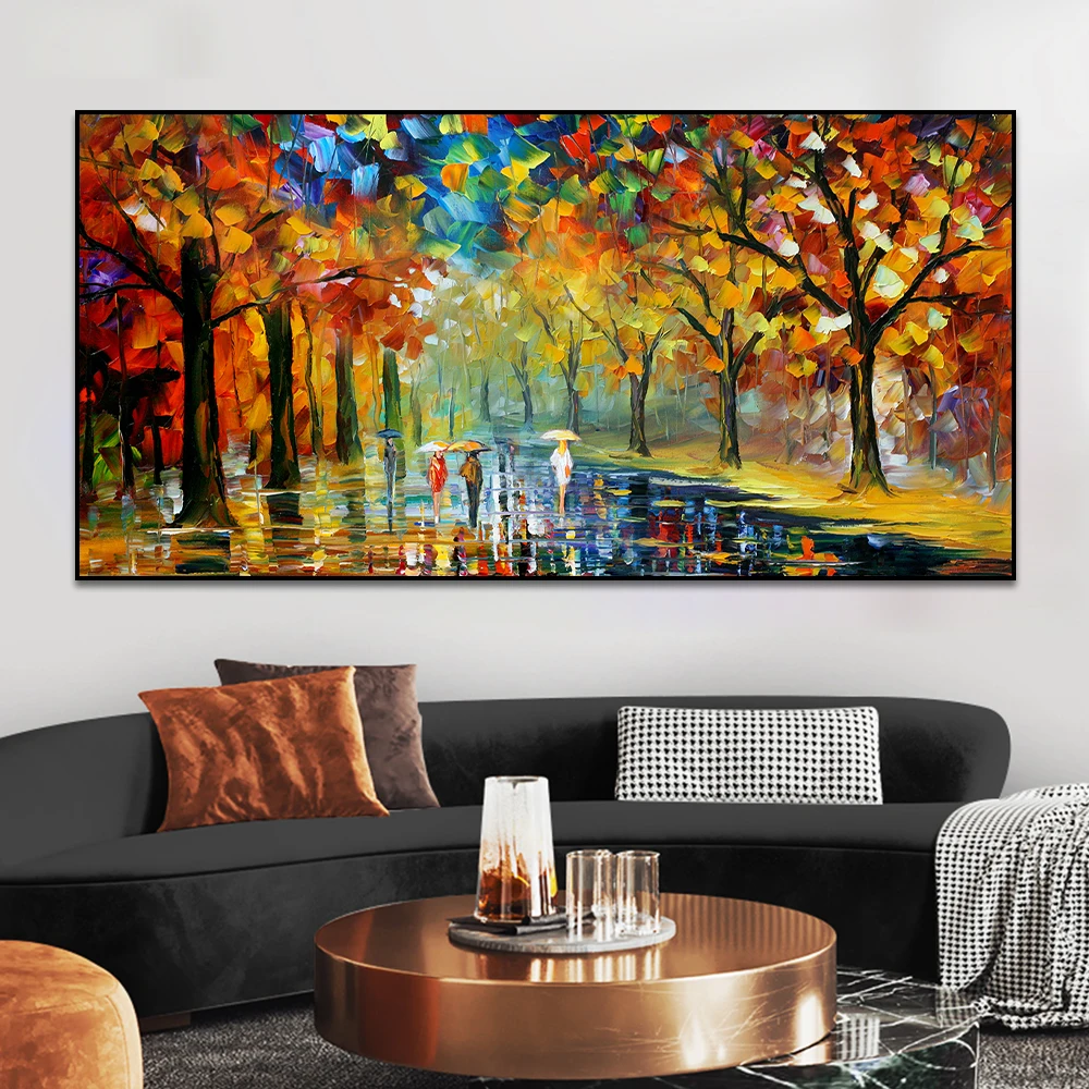 Modern Colorful Abstract Canvas Prints Art Rainy Garden Landscape Posters Picture Wall Art Painting for Living Room Bedroom - Image 4