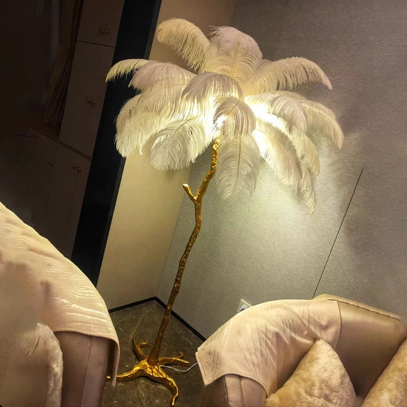 Nordic Ostrich Feather Floor Lamp Living Room Sofa Background Wall Floor Standing Lamp Home Decor Bedroom Bedside Table Lighting - Image 5