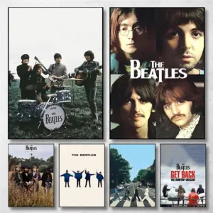 Vintage Famous Rock Band T-he-b-beatles Canvas Poster Fancy Wall Art for Living Room Bar Decoration Wall Decor Gift Poster