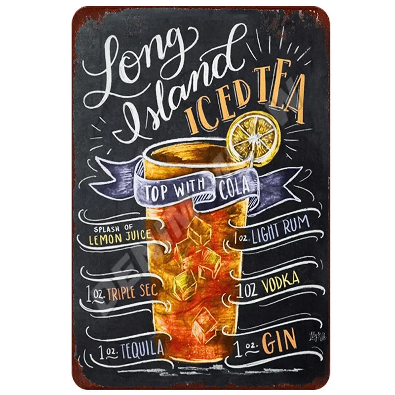 Cocktail Ingredients, Vintage Rum Punch Metal Plates, Mojito Metal Sign, Bloody Mary, Painting Wall Posters, Home Decor, WY50 - Image 4