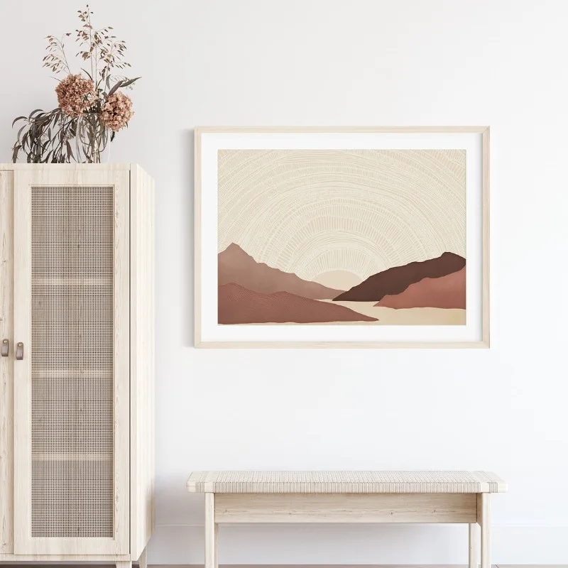 Abstract Earth Tones Line Geometry Poster Boho Contemporary Beige Neutral Canvas Painting Wall Art for Living Room Home Decor - Image 4