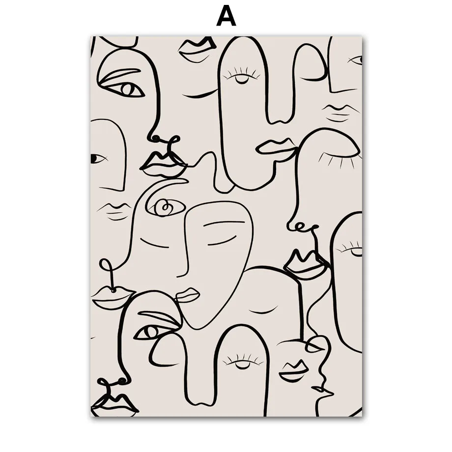 Line Girl Face Leaf Modern Abstract Black White Posters And Prints Canvas Painting Wall Art Pictures For Living Room Home Decor - Image 4