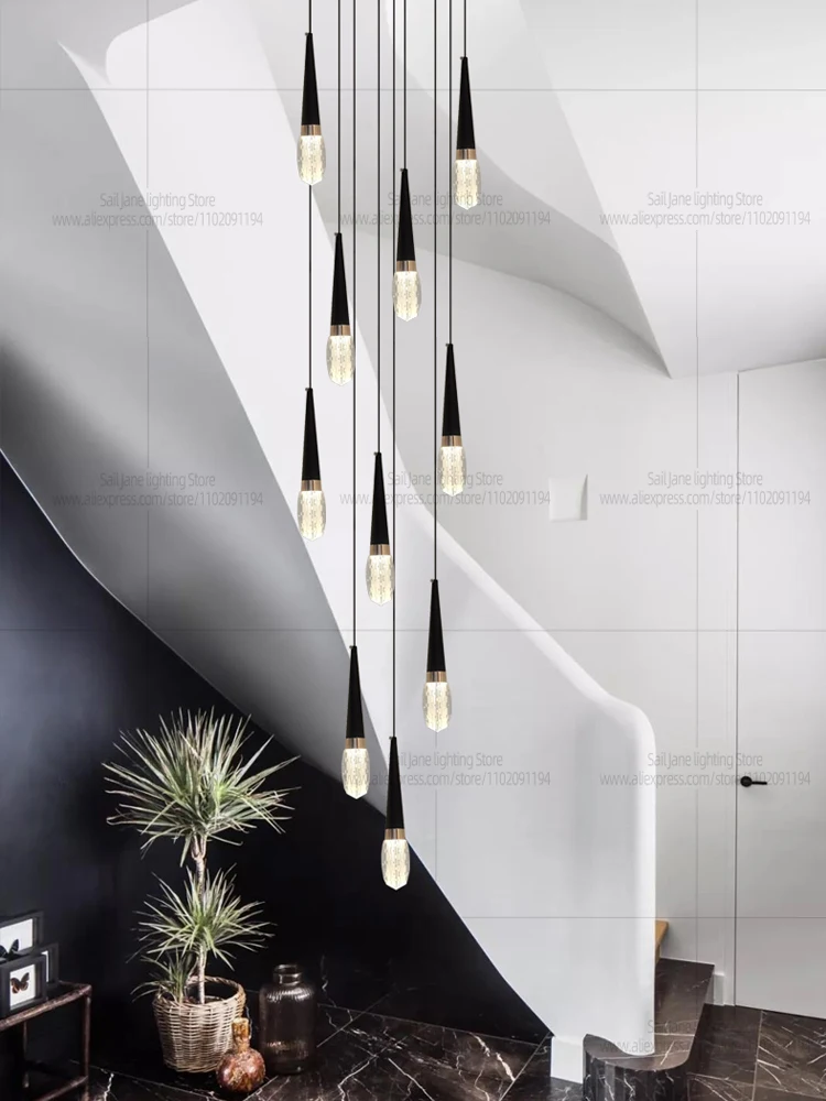 Nordic Modern Home Decoration Chandelier Hanging Stairs Pendant Light Villa Living Room Kitchen Pendent Lamp Indoor Lighting - Image 4