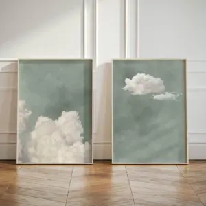 2pcs/set Sage Green Cloud Sky Abstract Canvas Print Poster Modern Minimalist Art Prints Home Decor Wall Art Poster Gift-unframed