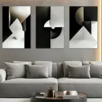 3pcs Canvas Poster Modern Art Black White Geometry Blocks Poster Wall Art Bedroom Living Room Corridor Decoration Ideal Gift