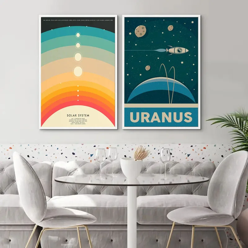 1pc Retro Solar System Planet Space Astronaut Canvas Wall Print Astronomy Poster Moon Wall Decor Printable Art - Image 3