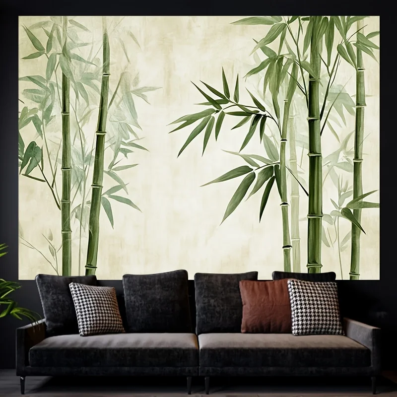 1pc Bamboo forest print tapestry, made of polyester, machine washable, suitable for bedroom and living room decoration. - Image 5