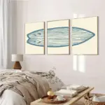 Set of 3 Surfboard Summer Beach Art Canvas Poster Print Coastal House Tropical Surf Art Painting Wall Picture for Living Room