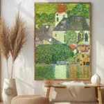 Gustav Klimt Poster Litzlberg at Attersee Painting Church at Unterach Print Abstract Landscape Canvas Painting Wall Art Decor