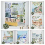 Charming Cityscape Tapestry - Vibrant Art for Living Room Decor, Modern Style, Enhance Your Space with Global Vibes and Colors