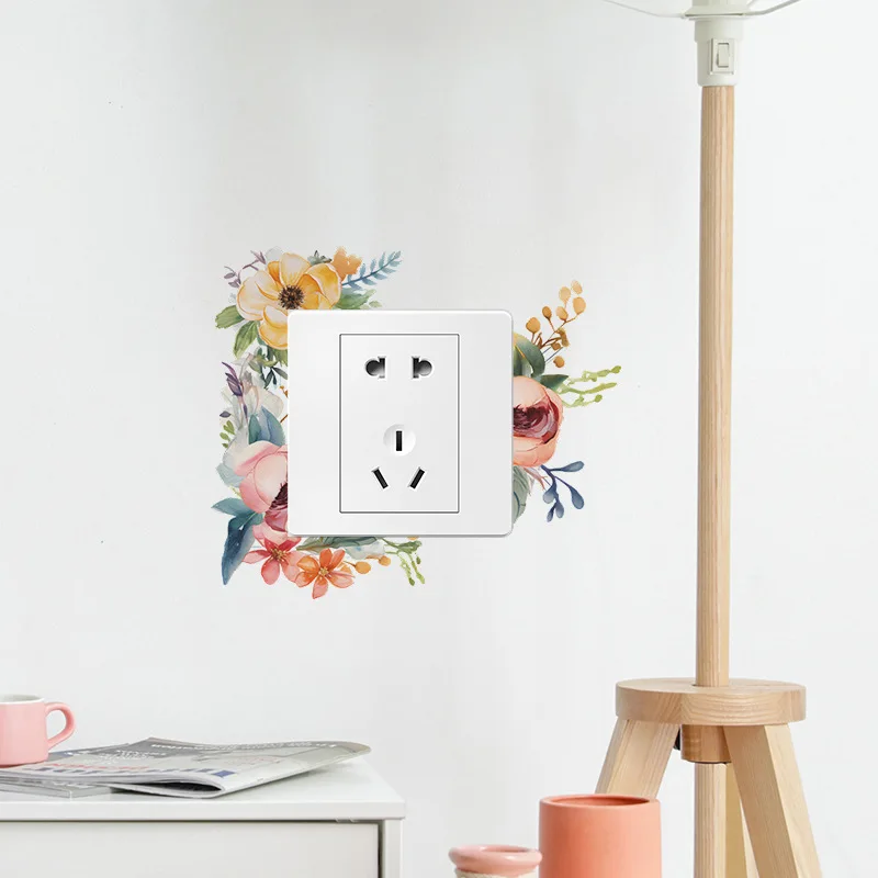 Switch decorative stickers Warm flowers Wall socket light switch Home decor Simple wallpaper wallpaper self-adhesive waterproof - Image 5