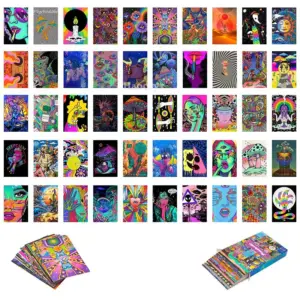 50Pcs Trippy Tricks Art Collage Card Set Halloween Retro Multi Cardstock Wall Collage Posters Home Decor For Room Kid Study