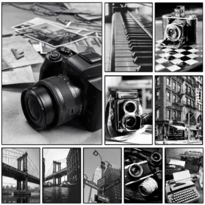 Black And White Photo Poster Art with prints Home bedroom living room decoration gift