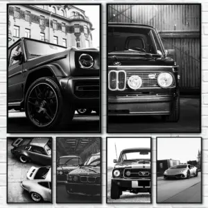 Modern Fashion Wall Art Simple Black and White Luxury Car HD Canvas Poster Prints Home Bedroom Living Room Decoration Mural