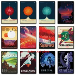 Space Tourism Exoplanet Travel Nasa Jpl  Vintage Posters and Prints Canvas Painting Wall Art Picture for Living Room Home Decor