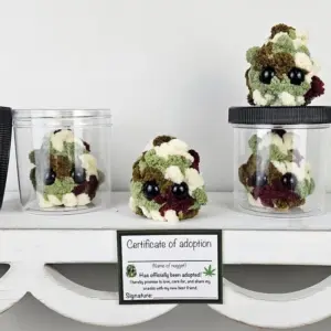 Little Weed Nugget Plush in a Jar, Handmade Stuffed Toy, Home Decor