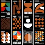 Black Abstract Bauhaus 1919 Geometric Poster 1923 Leopard Picture Canvas Painting Pop Wall Art Home Decor Print Mural Cuadros