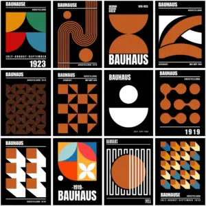 Black Abstract Bauhaus 1919 Geometric Poster 1923 Leopard Picture Canvas Painting Pop Wall Art Home Decor Print Mural Cuadros