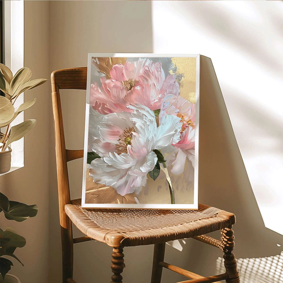 Modern Abstract Gold leaf Floral Wall Art, Canvas Print Posters, Home Living Room, Bedroom Decor, No Framed - Image 4