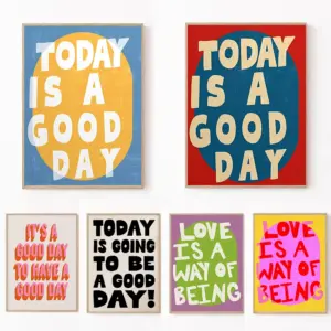 Canvas Posters Inspiring Minimalist Wall Art Prints for Modern Living Room Home Aesthetic Decor Retro Today Is A Good Day Quotes