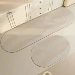 Kitchen Carpet PVC Waterproof Oil-proof Wash-free Wipeable Easy-to-care Floor Mat Oval Long Strip Soft Leather Non-slip Area Rug