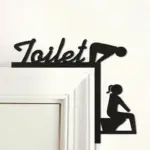 1pc Modern Wooden Toilet Door Sign - Thinking Room Wall Mount Sculpture Decorative Door Frame Pendant Home Decor Artwork