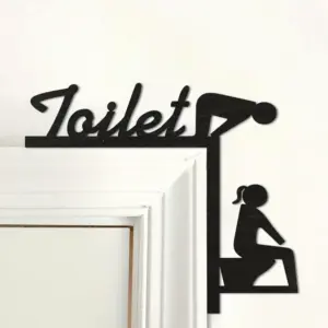 1pc Modern Wooden Toilet Door Sign - Thinking Room Wall Mount Sculpture Decorative Door Frame Pendant Home Decor Artwork