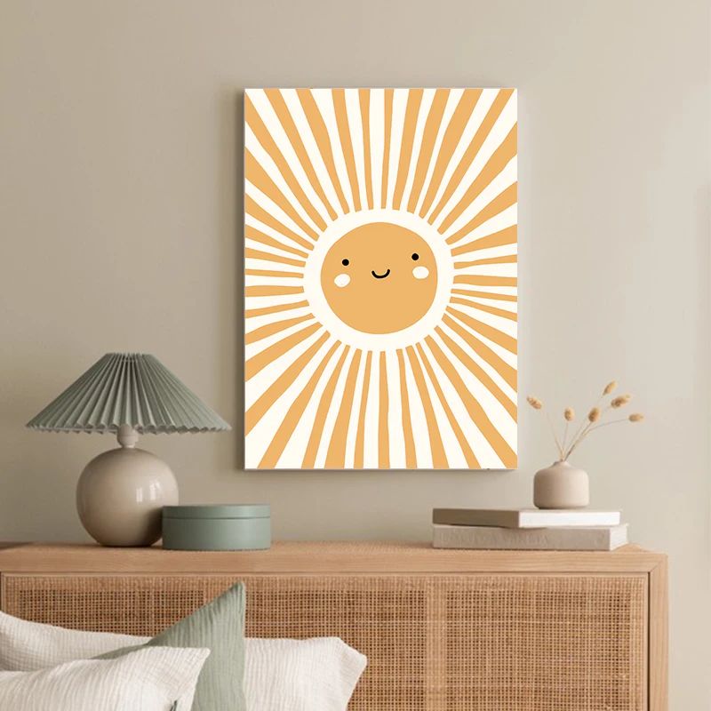 Colorful Rainbow Sun Cloud Flower Poster Prints Boho Style Wall Art Canvas Painting for Child Nursery Girl Room Decoration - Image 4