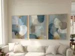 3pcs/set Abstract Blue-gray Gold Geometric Canvas Prints Neutral Earthy Pink Green Wall Art Posters for Living Room Home Decor