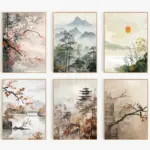 Modern Chinese Minimalist Zen Zen Peaceful Landscape Art Poster Canvas Printing Living Room Bedroom Home Decoration Frameless
