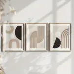 3pcs Modern minimalist abstract line painting, beige geometric frameless mural, bohemian style home décor, frameless wall art
